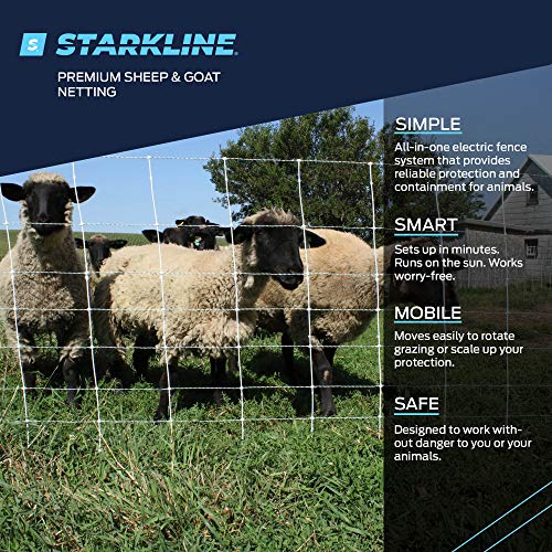 Starkline 35" x 164' Premium Electric Sheep & Goat Netting w/Double Spike Fiberglass Posts (9/35/8) Pre-Assembled Electric Fence for Backyards, Homesteaders, Farms and Ranches