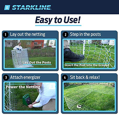 Starkline 35" x 164' Premium Electric Sheep & Goat Netting w/Double Spike Fiberglass Posts (9/35/8) Pre-Assembled Electric Fence for Backyards, Homesteaders, Farms and Ranches